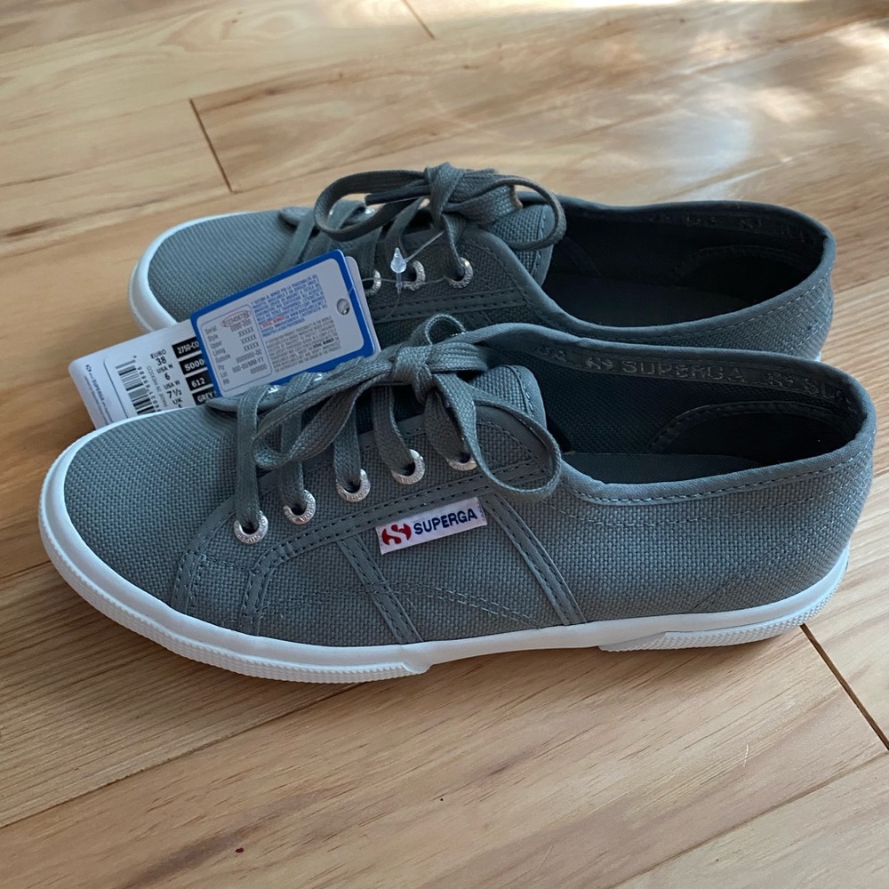 Superga Gray Canvas Sneaker Woman's Size 7.5 NWT